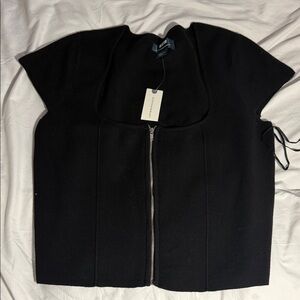 Maeve Black Short-Sleeve Zip-Front Shirt